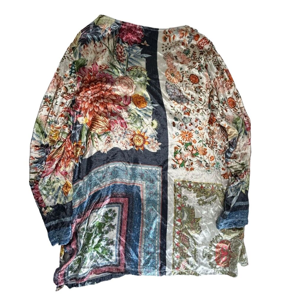 NEW Soft Surroundings Top Women XL Ashbury Velvet Velour Patchwork Floral Tunic
